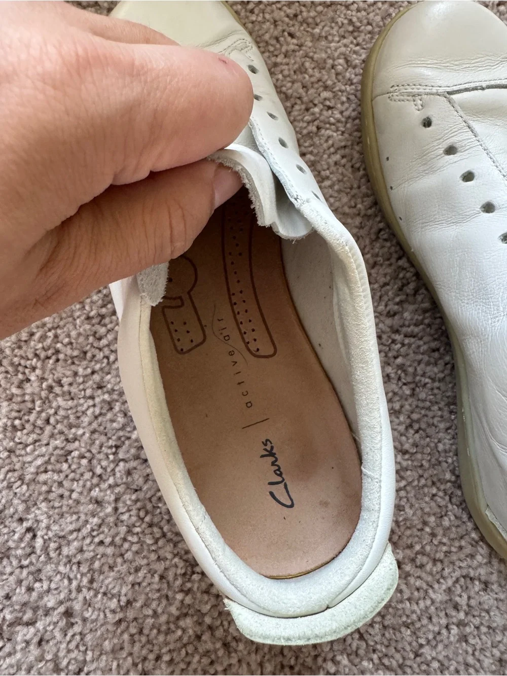 Clarks Cream Leather Sneakers